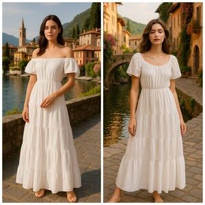 Loveimgs White Tiered Maxi Dress Cottagecore Romantic Summer Size Small NWT